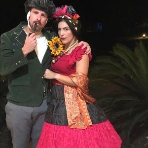 Frida Kahlo Costume Hoop Skirt headband too scarf